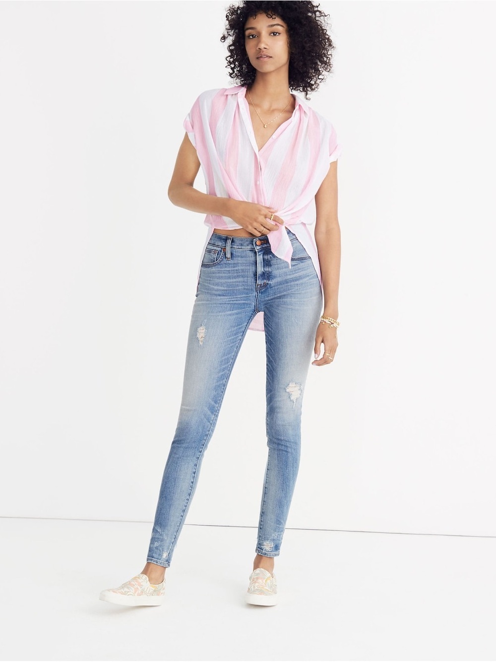 Madewell 9 High Rise Skinny Jeans 31 Cliff Wash Destructed Hem